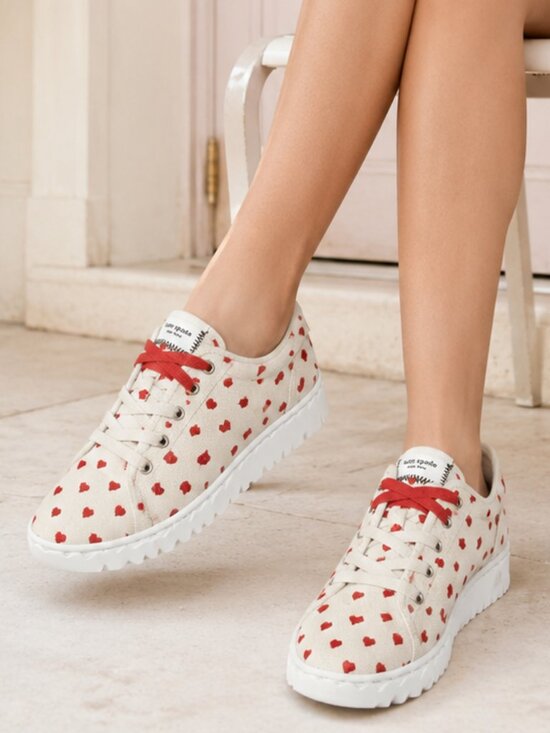 kate spade new york Shoes - Kate Spade New York Vale Sneakers Red Heart Embroidered Canvas Shoes EUC Size 9